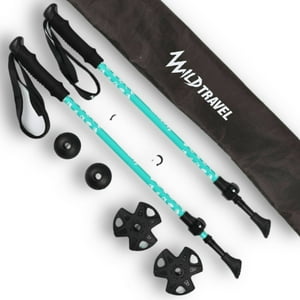 Wild Travel - Pack 2 Bastones Trekking Diseñado Para Niños/As Celeste
