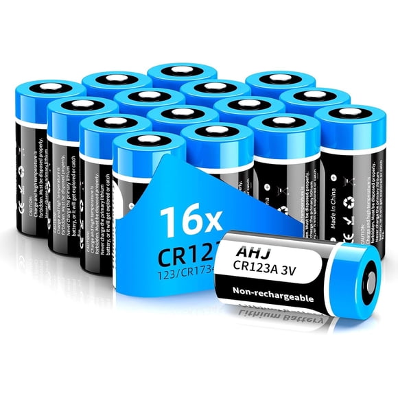 Batería AHJ CR123A de litio de 3 V, 1600 mAh, paquete de 16