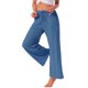 thumbnail image 4 of INSPIRE CHIC Pantalones de pijama para mujer Pierna ancha Casual Tejido acanalado Ajuste holgado Dormir Conjunto cómodo Ropa de descanso Talla 2XL Azul, 4 of 6