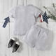 thumbnail image 3 of Conjunto de camiseta de manga corta con pantalones cortos a rayas para el 4 de julio, para bebés y niños pequeños (gris, 4 años), 3 of 7