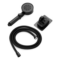 Genérica - Set Cabezal De Ducha 6 Modos Accesorios Manguera Y Soporte Negro