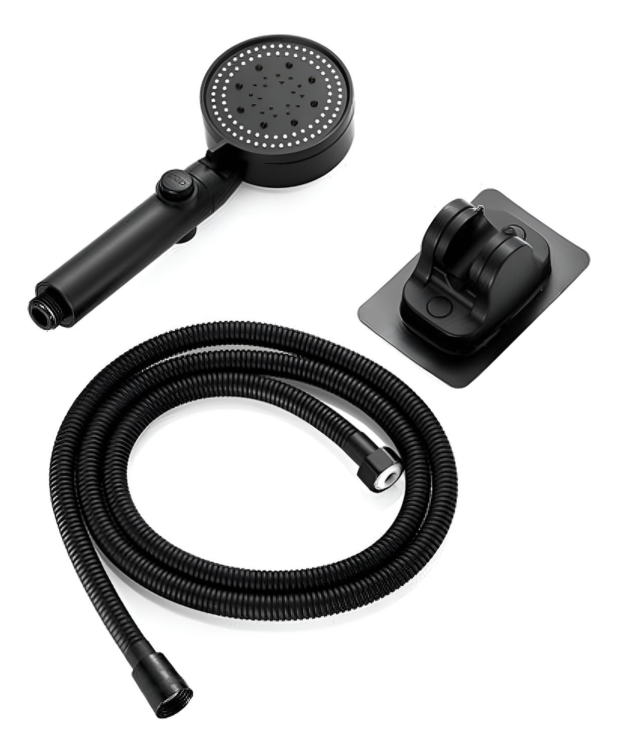Genérica - Set Cabezal De Ducha 6 Modos Accesorios Manguera Y Soporte Negro