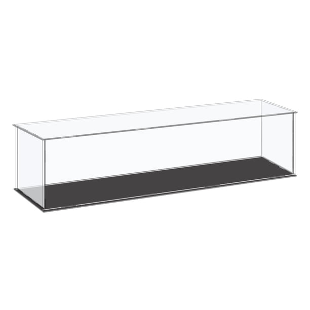 Caja de exhibición de acrílico Uxcell Caja de almacenamiento de plástico Cubo Caja transparente Pequeña Montaje a prueba de polvo Vitrina 16.1x4.3x4.1" para artículos de colección