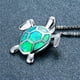 thumbnail image 4 of Gorgeous Bohemian Fire Opal Necklace - Silver Color, Blue, White & Green Tortoise Pendants, 4 of 5