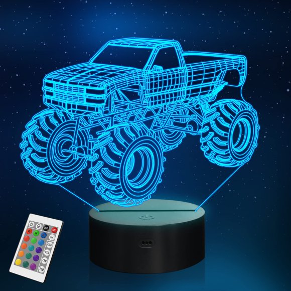 Night Light YuanDian 3D Monster Trucks para niños