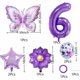 thumbnail image 2 of Globos de Cumpleaños JNNIMTRDAE Set Morado de Mariposa Número 6, 2 of 5