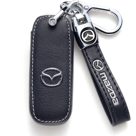 Llavero ZERAL Mazda con cubierta de cuero negra de 4 botones
