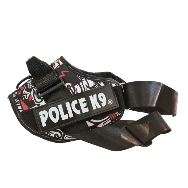 Arnes Pechera Police K9 Perro Mascota con Diseño Figuras Negro Talla XS