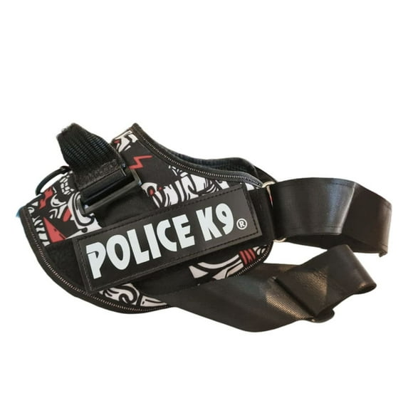 Arnes Pechera Police K9 Perro Mascota con Diseño Figuras Negro Talla XS