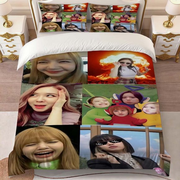 BLACK P Fun Print Bedding Set Featuring a Soft Duvet Cover and Two Pillowcases