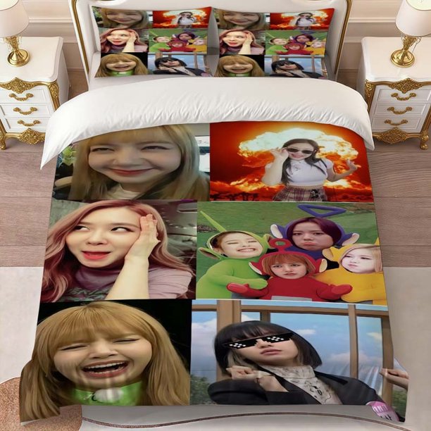 BLACK P Fun Print Bedding Set Featuring a Soft Duvet Cover and Two Pillowcases