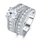 thumbnail image 1 of Juego de Anillos de Compromiso de Moissanita Color D VVS1 Juegos Nupciales Anillos de Boda para Mujer Plata Esterlina 925 Anillos de Promesa para Mujer Talla 5-9, 1 of 9