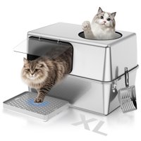 Caja De Arena De Acero Inoxidable Fopunb Dog Proof Xl Para Grandes Felinos