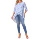 thumbnail image 2 of INSPIRE CHIC Blusa de Chifón para Mujer con Mangas Divididas 3/4 y Dobladillo Asimétrico Túnica Azul S, 2 of 6