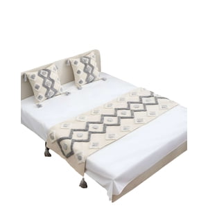 Genérico - Piecera Bordada Con Dos Fundas Modelo Boho Beige 09