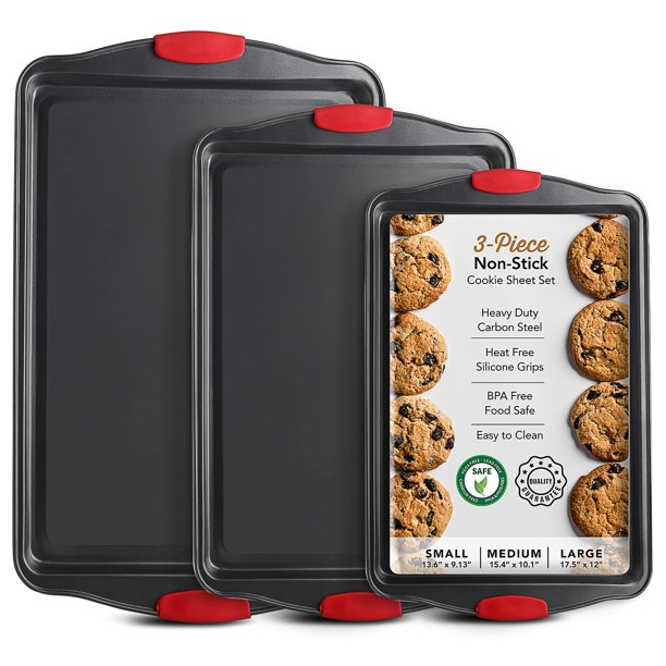 Juego de bandejas para hornear EATEX 3 piezas antiadherente 35x23 cm / 39x25 cm / 44x30 cm