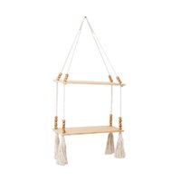Magideal - Boho Macrame Estante Colgante De Pared Decoración De La Pared De La Pared, Estante De Exhibición De Madera Para Sala De Estar En Casa Casa De La Granj