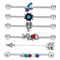 Magideal - Pendientes De Pesas Industriales De Primera Calidad, Pendientes De Tuerca, Acero Inoxidable, Para Hombres Y Mujeres, Barra De Perforación Industrial P , Estilo B 16 Mm X 38 Mm X 5 Mm