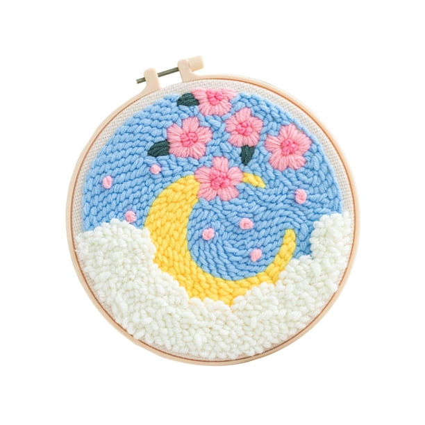 Kits De Iniciación De Bordado Con Aguja Perforadora, Hilo DIY Para Adultos, Principiantes, Luna