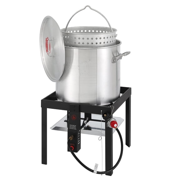 Olla para hervir Feasto de 60 QT para exteriores a gas propano de aluminio con canastilla