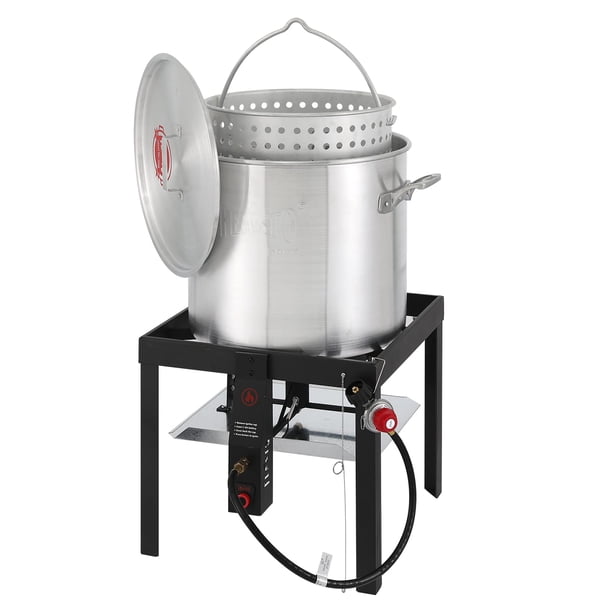 Olla para hervir Feasto de 60 QT para exteriores a gas propano de aluminio con canastilla