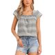 thumbnail image 1 of INSPIRE CHIC Top de Cuadros para Mujeres Casual Escote Cuadrado Manga Corta Blusa Campesina de Verano Top M Negro, 1 of 6