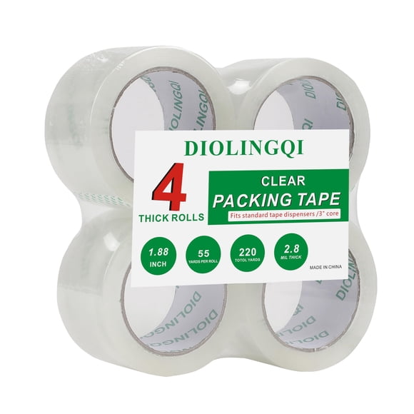 Cinta de embalaje DIOLINGQI 220 yardas, 4 rollos, 4,8 cm de ancho
