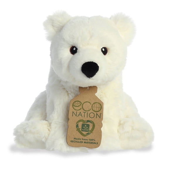 Peluche de oso polar Aurora Eco Nation, 9.5 pulgadas, blanco