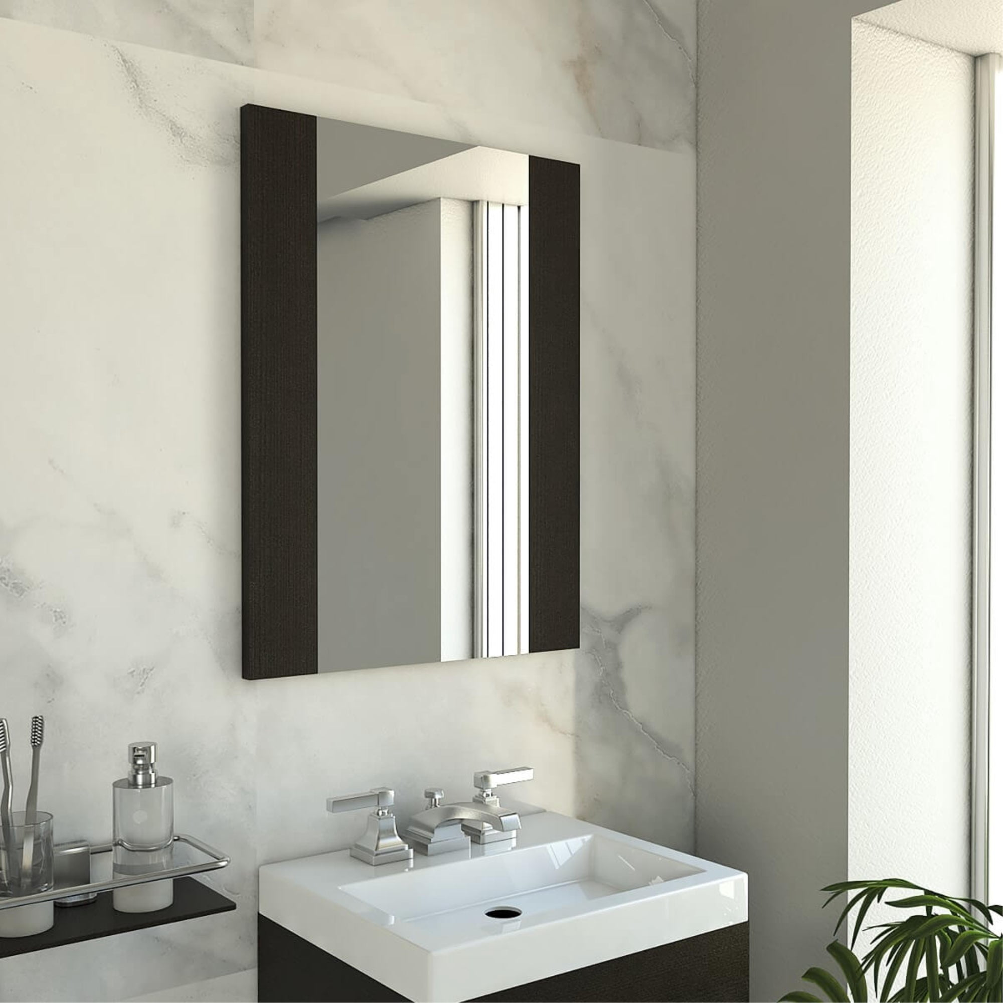 Tuhome - Espejo Flotante Madrid 60x45x1,8 Con Marco Wengue