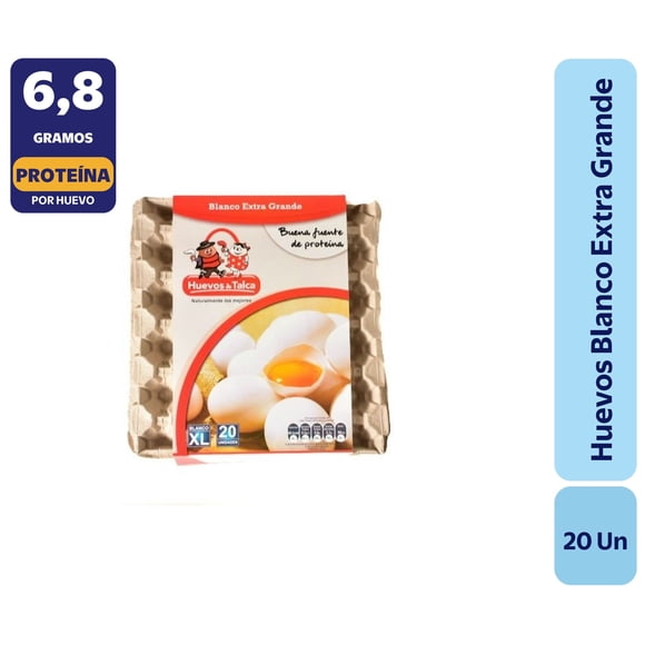 Huevos Tradicionales Extra Grande Blanco, 20 Un