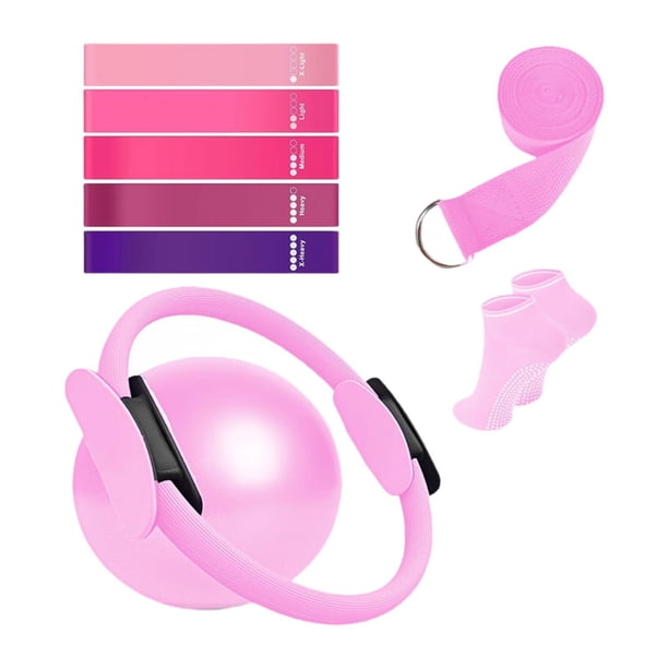 Juego de 9 anillos circulares de pilates, equipo de entrenamiento, regalo, estiramientos, pelotas de pilates para el hogar, bandas de resistencia para Rosa