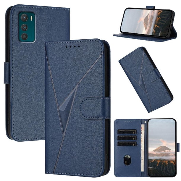 Funda Cartera Fibra de Carbono para Motorola MOTO G42 con Soporte y Cierre Magnético Azul