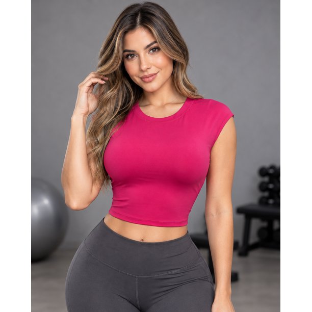 Crop Top Deportivo Mujer Ajustado Espalda Descubierta Entrenamiento