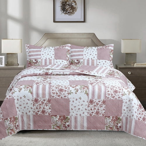 Quilt Andes Estampado King Patchwork Rosado