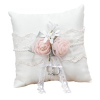 Magideal - Almohada De Anillo, Almohada De Joyería, Almohada Portadora De Anillo Retro Para, Fiesta De Compromiso , Con 2 Piezas De Flores