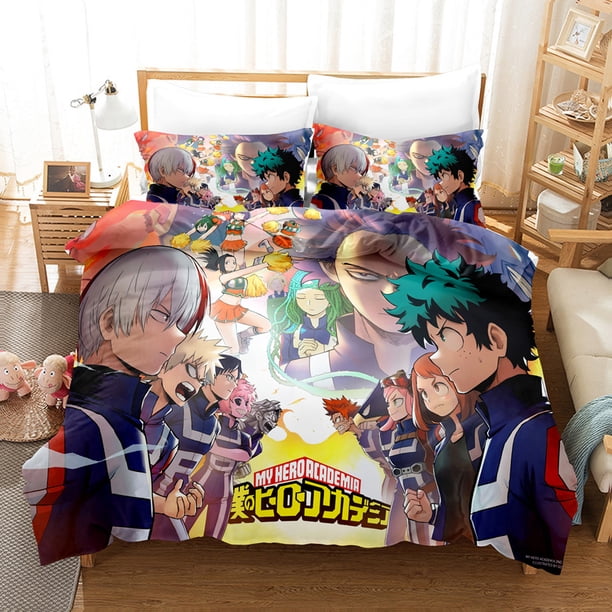 My_Hero_Academia 3 Pcs Comforter Set with 2 Pillowcases,My_Hero_Academia Bedding Set Sheet Set for Kids Adults,All Season Lightweight