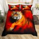 thumbnail image 1 of White Tiger Red Rose Duvet Cover Africa Big Cat Flower Bedding Set for Teen Adult Animal Polyester Quilt Cover, 1 of 5