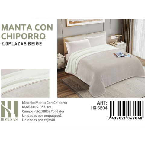 Tecnocasa - Manta Con Chiporro Beige 2 Plazas