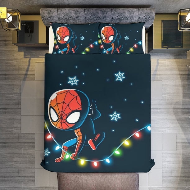 Merry Christmas Spider-Man Comforter Set for Kids Boys Teen Men Tween 3D Lightweight Microfiber Bedding Sets