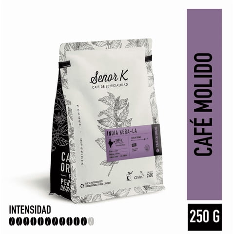 Café Señor K - Café Molido 100% Robusta Señor K India Kerala 250G