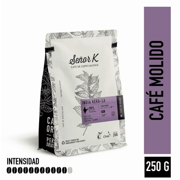 Café Molido 100% Robusta Señor K India Kerala 250g