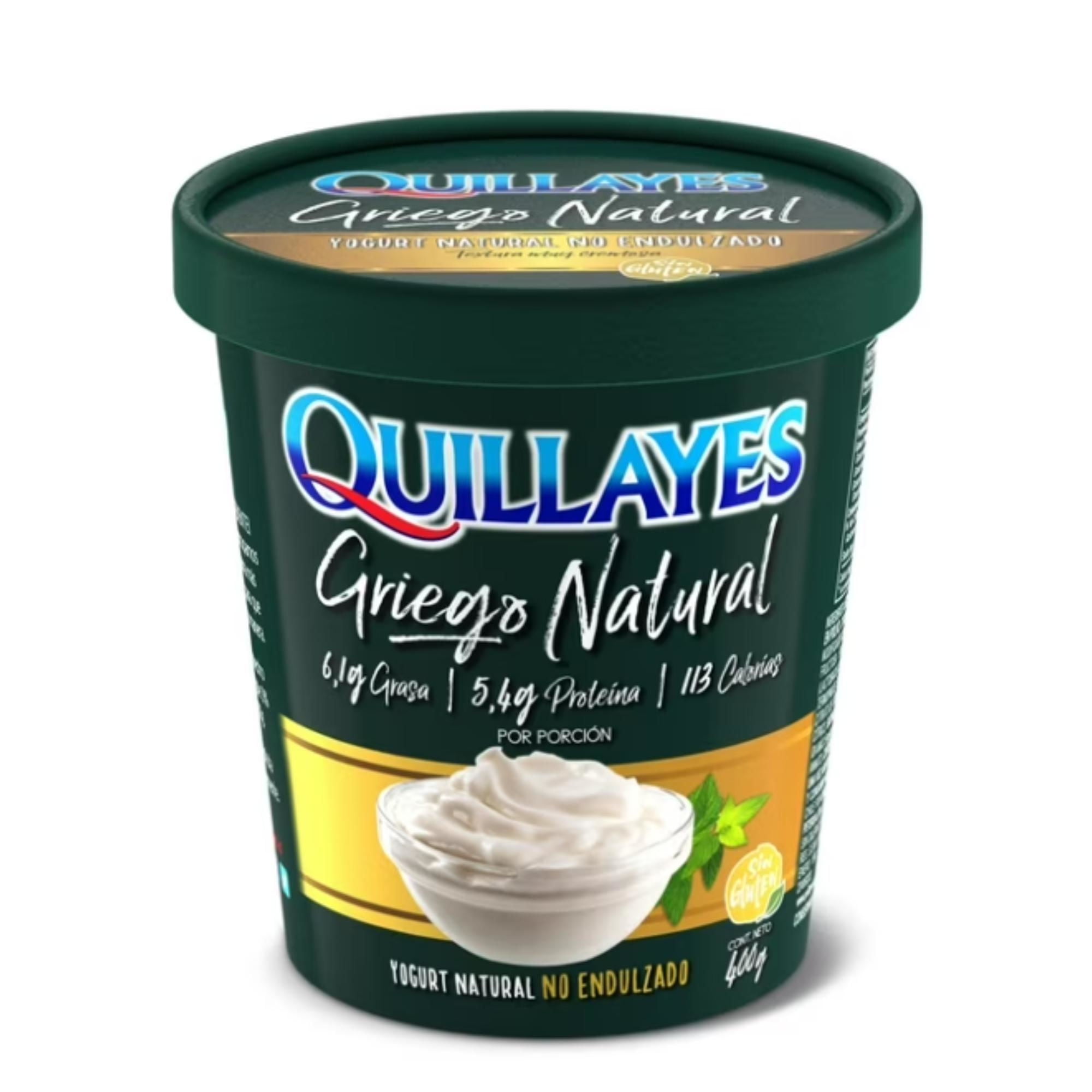 Yoghurt Griego Sabor Natural No Endulzado Pote 400 g Quillayes