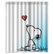 thumbnail image 1 of Cortina de ducha con diseño de perro Snoopy, beso de amor y corazón, con ganchos, tamaño 66 x 72 pulgadas, 1 of 3