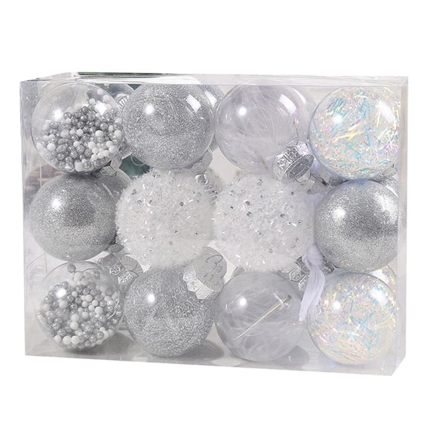 24 Bolas Navideñas Para Manualidades, Decoraciones Navideñas Para Fiestas, Compromisos, Bodas, Color Plateado
