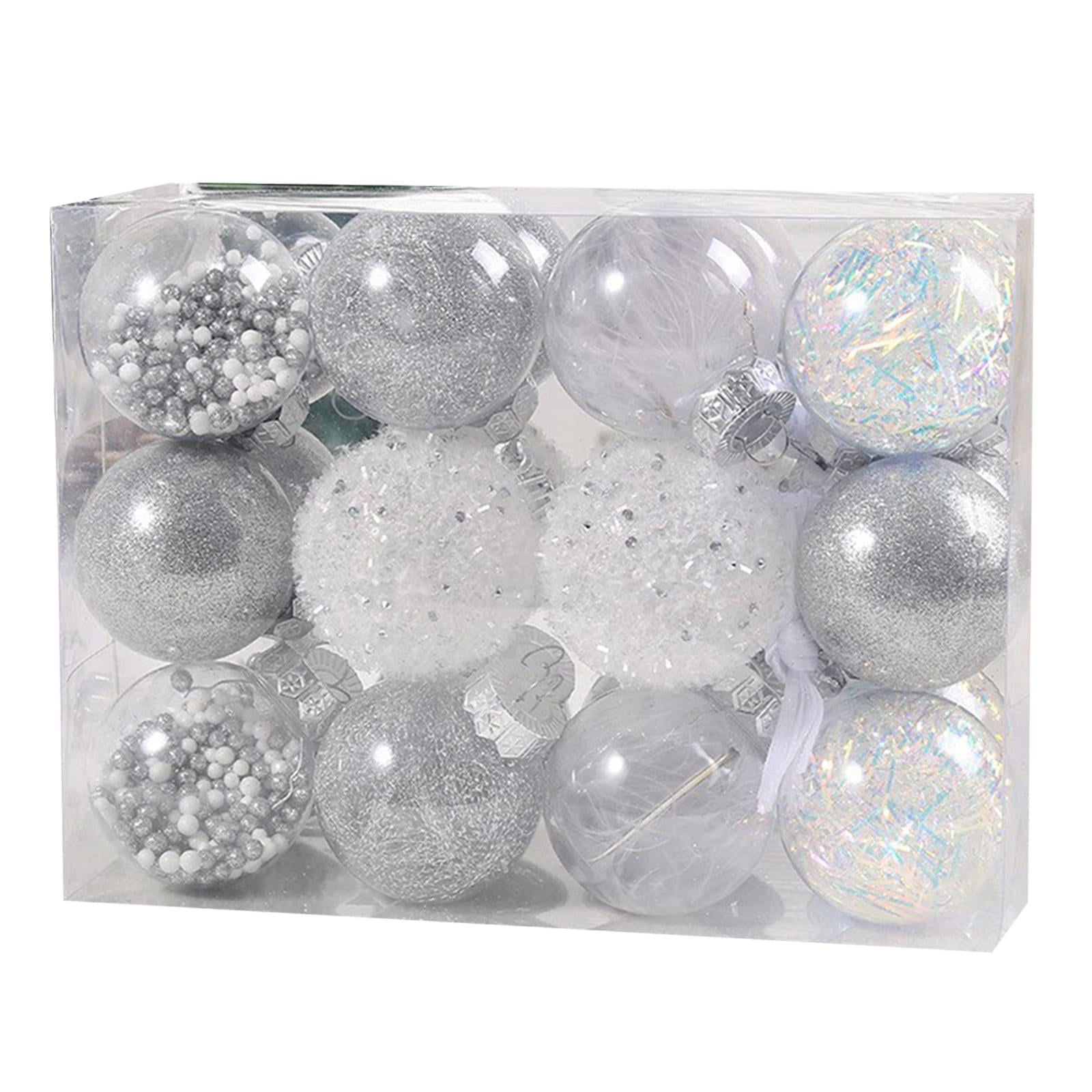 Magideal - 24x Adornos De Bolas De Navidad Bolas De Navidad Surtidos Decoración Del Hogar Decoraciones Navideñas Diy Para Suministros De Fiesta Acción De Gracias Plata