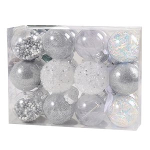 Magideal - 24X Adornos De Bolas De Navidad Bolas De Navidad Surtidos Decoración Del Hogar Decoraciones Navideñas Diy Para Suministros De Fiesta Acción De Gracias Plata