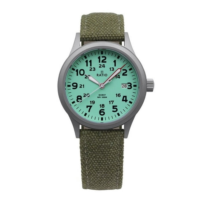 Reloj Ratio Quest De Campo Para Hombre Correa De Lona De Zafiro Rtq021 Edición De Cuarzo De 100 M Con Lewis Y Clark