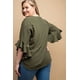 thumbnail image 2 of Saronite Camiseta con Mangas Acampanadas con Volantes, Detalle Plisado en la Parte Delantera y Mangas de Color Liso, Verde (para Mujer), 2 of 2