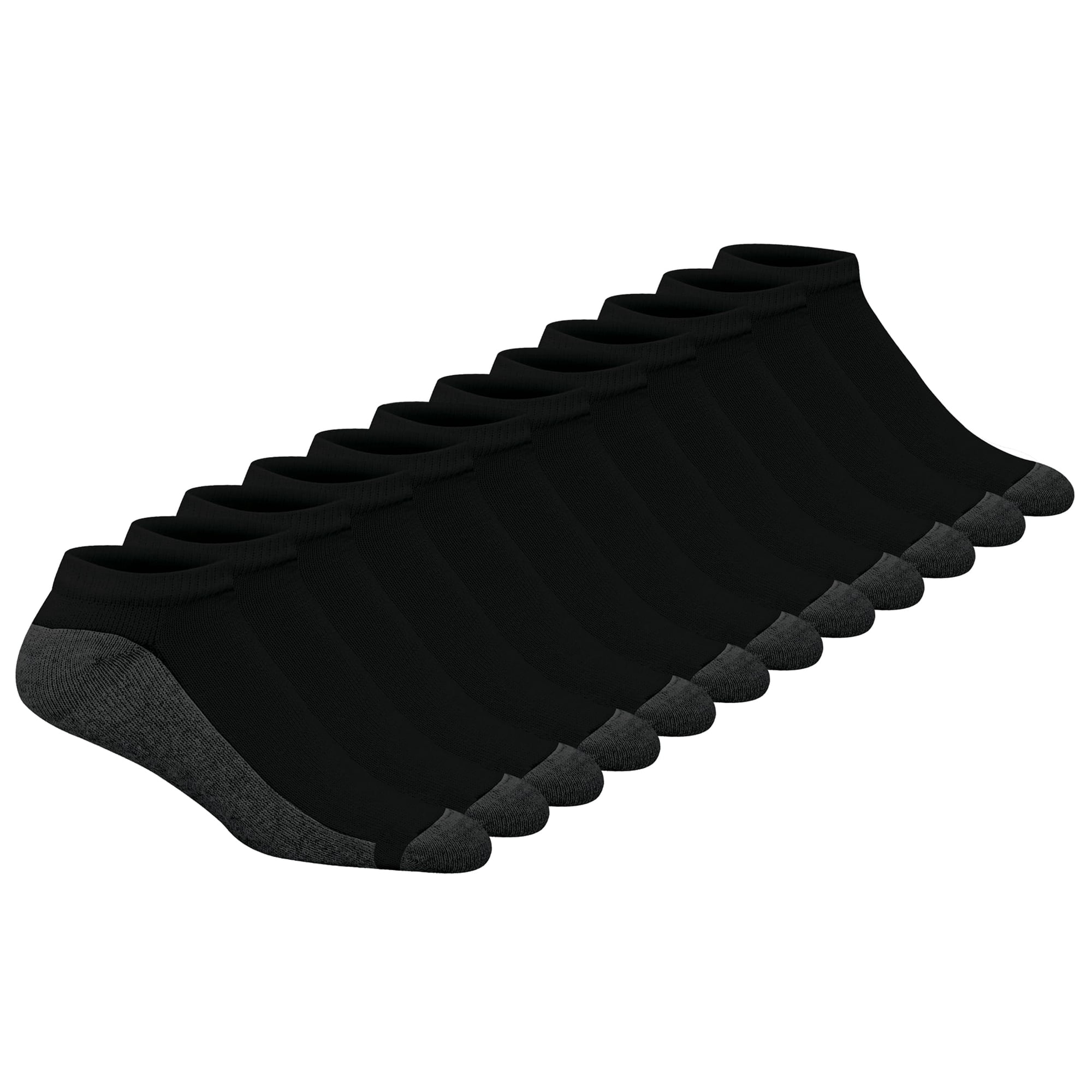 Hanes - Calcetines Low Cut Max Cushion Para Hombre Color Negro De 6 A 12 Años (paquete De 12)