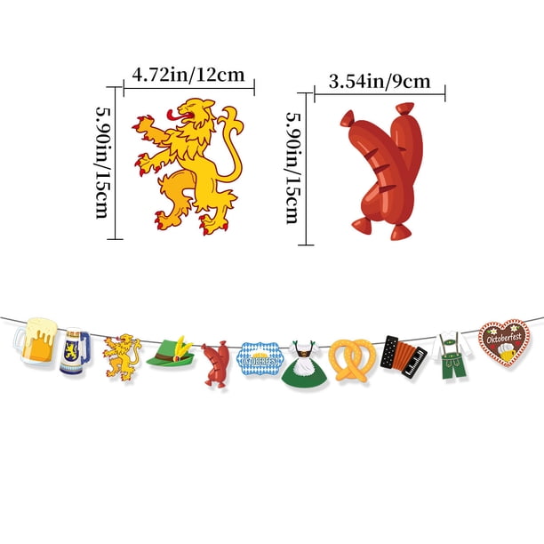 Set, Beer Festival Party Decoration, Bar Decoration Banner Pull Flag Beer Mug Pull Flower Cake Topper Card